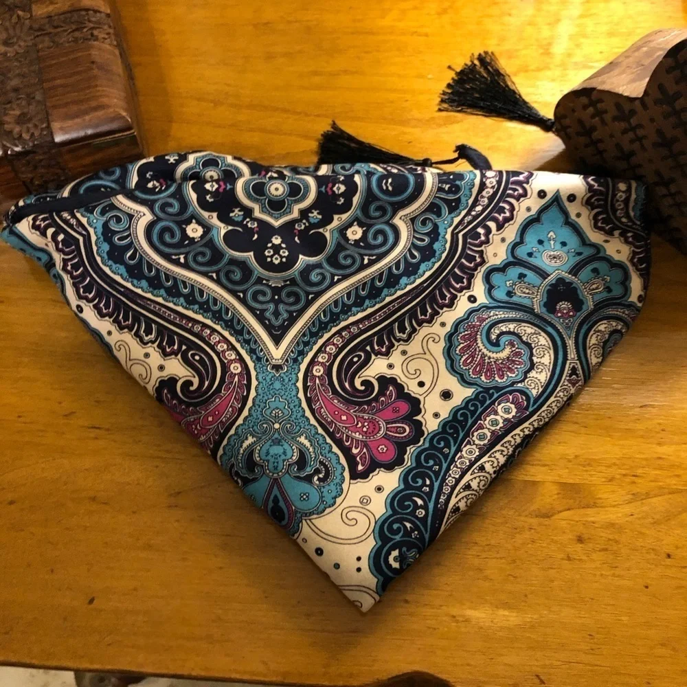 Navy Triangle Reversible Shawl